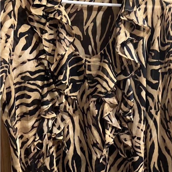 EUC ANNE KLEIN RUFFLED BLOUSE ELASTIC SLEEVES - Picture 11 of 12